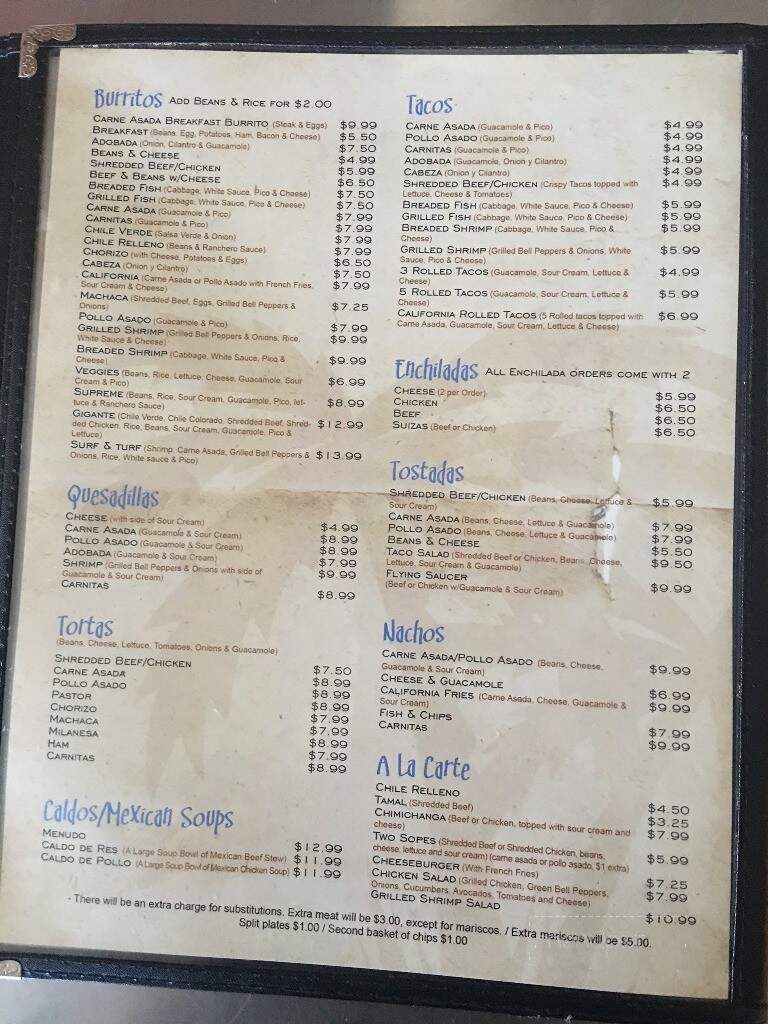 Mariscos Las Palmas - Vista, CA menu_pic