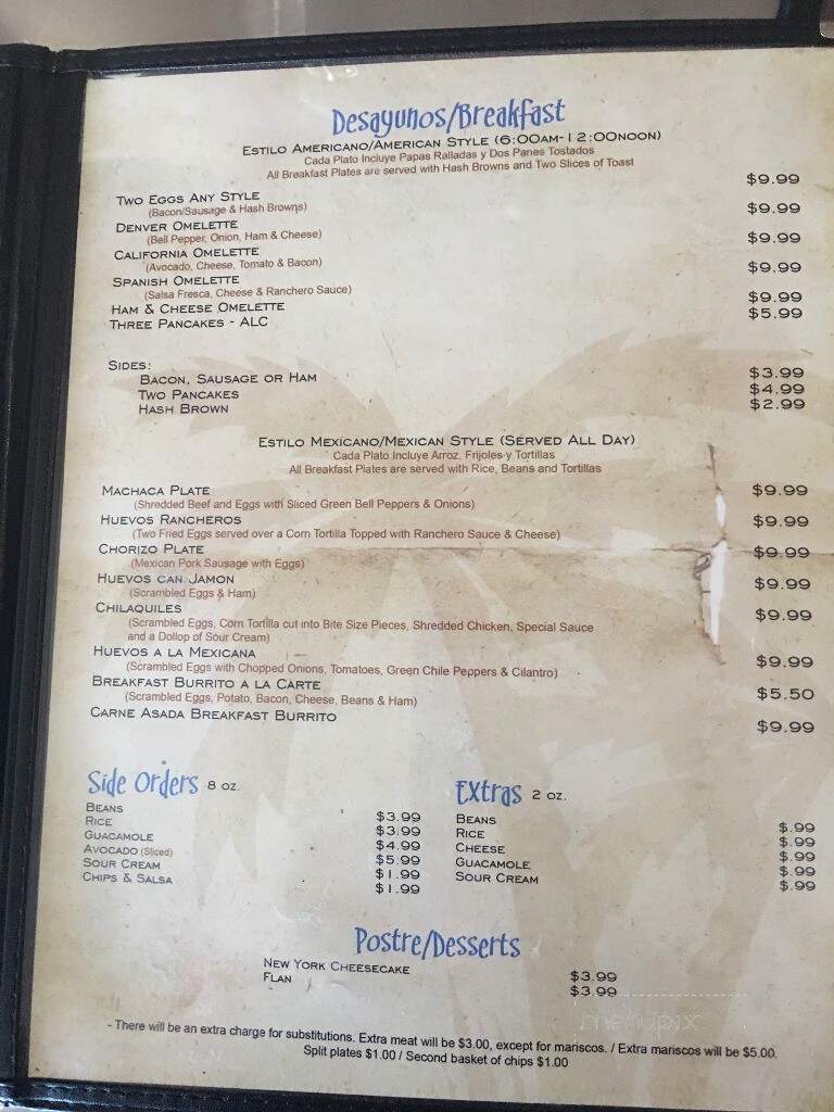 Mariscos Las Palmas - Vista, CA menu_pic