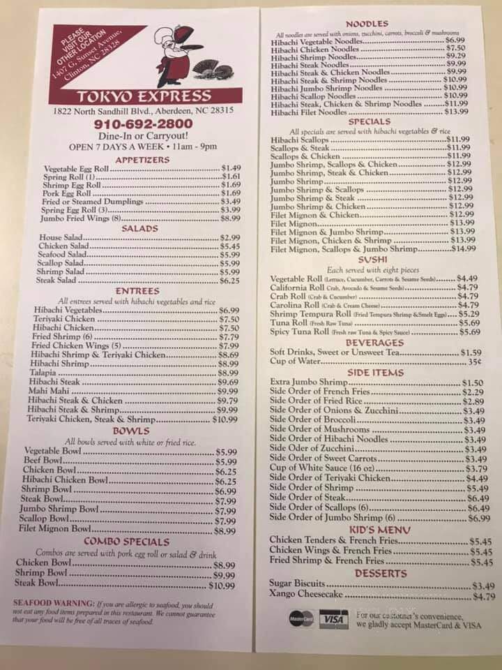 Tokyo Express - Aberdeen, NC menu_pic