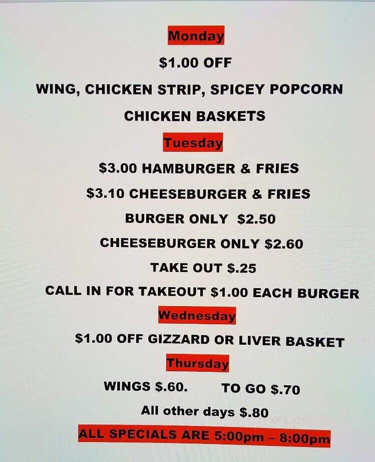 Don's Bar - David City, NE menu_pic