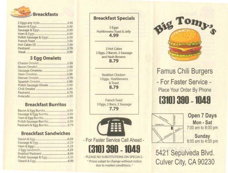 Big Tomy's - Culver City, CA menu_pic