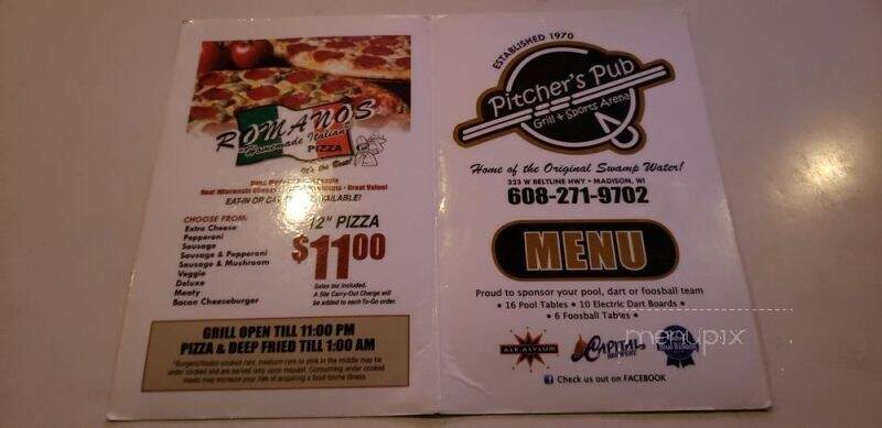 Pitcher's Pub - Madison, WI menu_pic