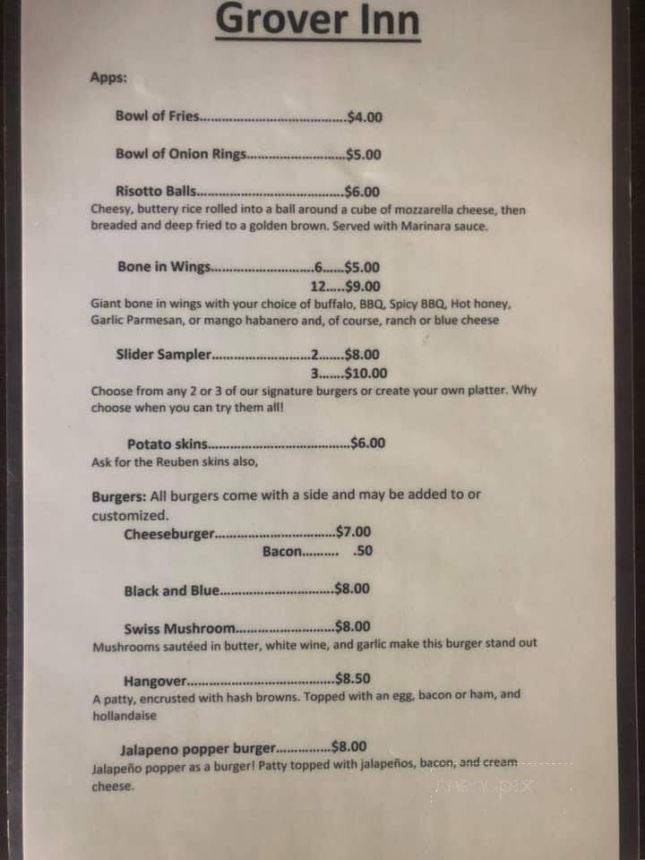 Grover's Inn - Omaha, NE menu_pic