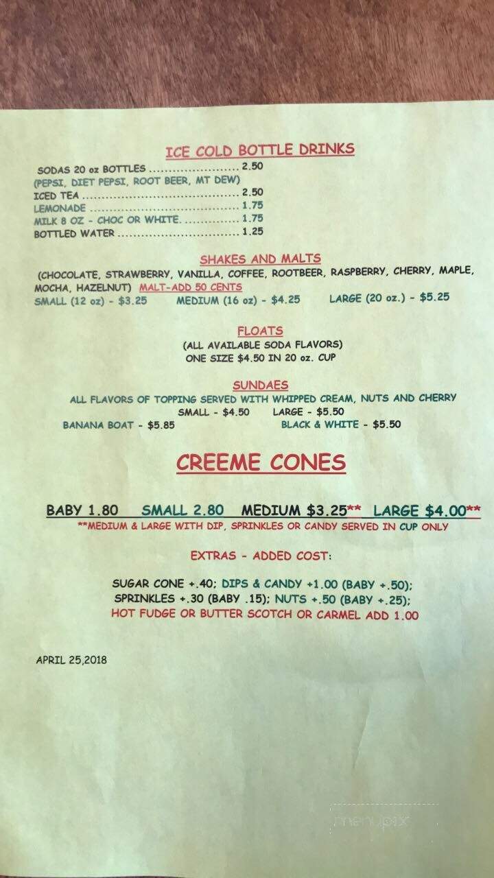 Village Creeme Stand - Bristol, VT menu_pic