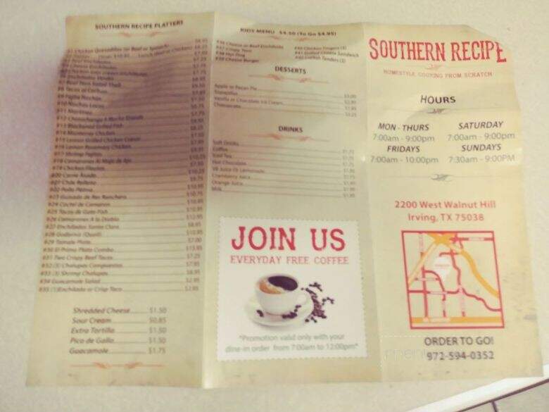Southern Recipe - Irving, TX menu_pic