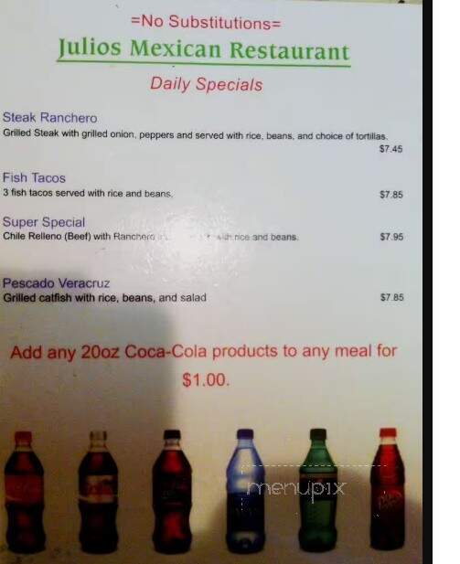 Julio's Mexican Restaurant - Lawton, OK menu_pic