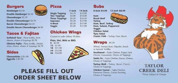 Taylor Creek Exxon Store - Dubois, WY menu_pic