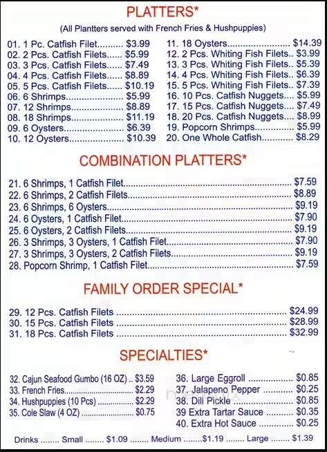 Captain Bill's Seafood - Dallas, TX menu_pic
