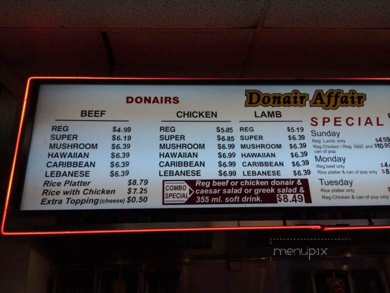Donair Affair - Port Coquitlam, BC menu_pic