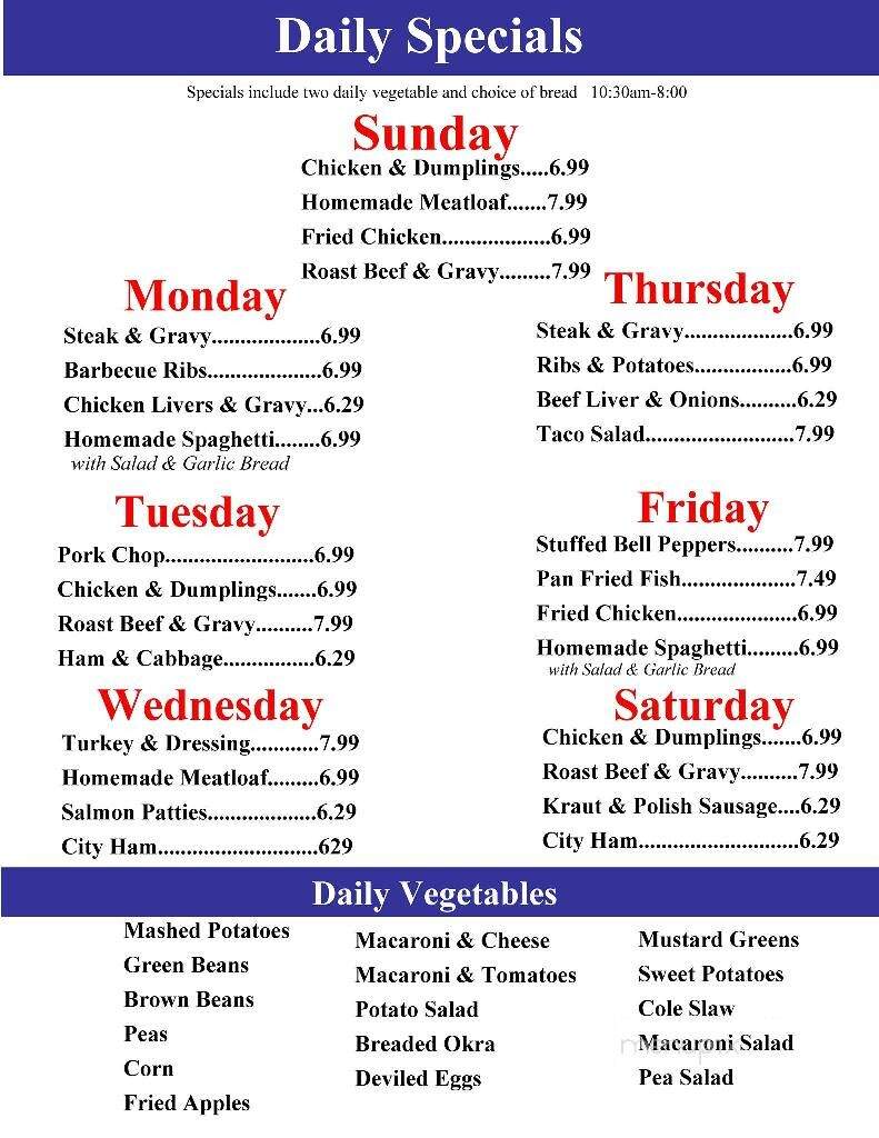 Circle T Restaurant - Hazard, KY menu_pic
