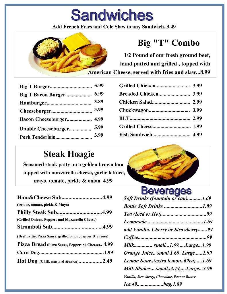 Circle T Restaurant - Hazard, KY menu_pic