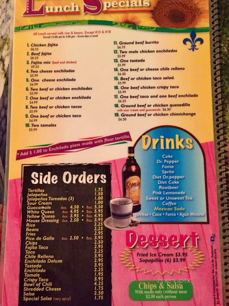 San Luis - Natchitoches, LA menu_pic