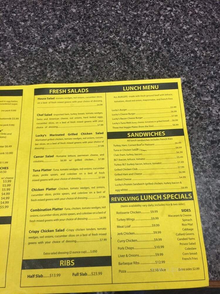 Lucky's Grille - Capitol Heights, MD menu_pic