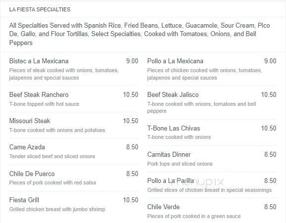 La Fiesta Mexican Restaurant - Union City, GA menu_pic