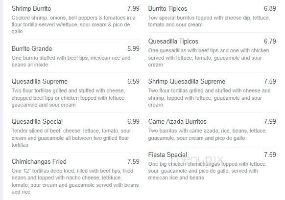 La Fiesta Mexican Restaurant - Union City, GA menu_pic