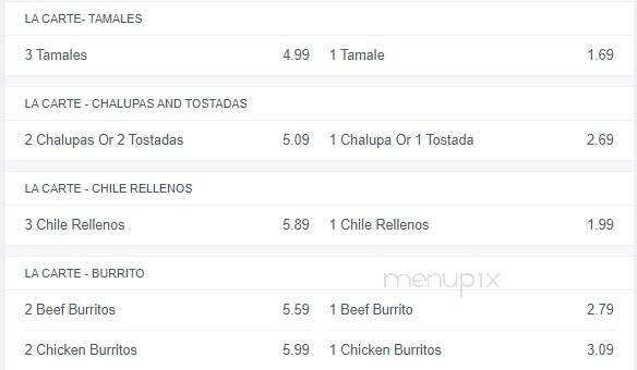 La Fiesta Mexican Restaurant - Union City, GA menu_pic