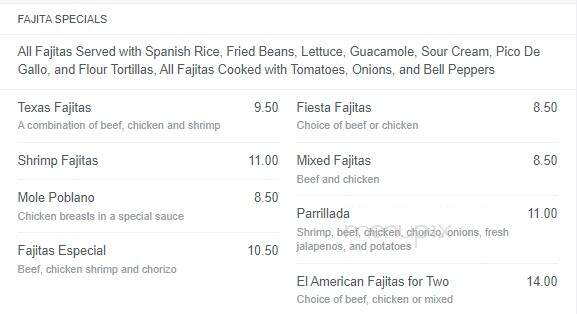 La Fiesta Mexican Restaurant - Union City, GA menu_pic