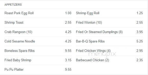China Buffet - Ellwood City, PA menu_pic