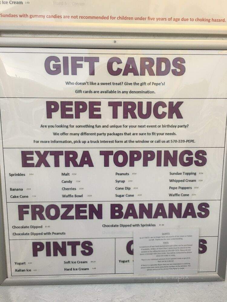 Pepe's - Mount Carmel, PA menu_pic