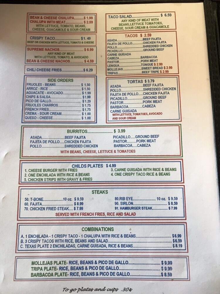 Jalisco Mexico Taqueria - Beeville, TX menu_pic