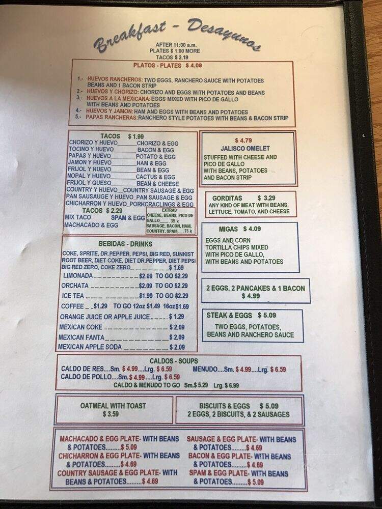 Jalisco Mexico Taqueria - Beeville, TX menu_pic