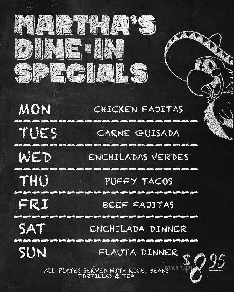 Martha's Mexican Restaurant - San Antonio, TX menu_pic