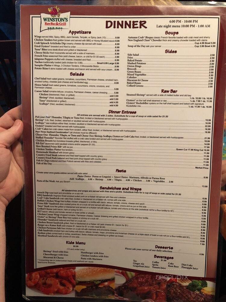 Winston's Raw Bar & Grill - Chesapeake, VA menu_pic