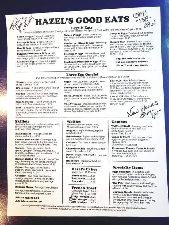 Hazels Good Eats - Clarkston, WA menu_pic