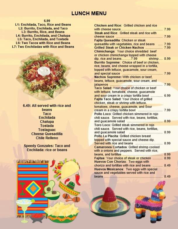 La Placita Mexican Restaurant - Madison, AL menu_pic