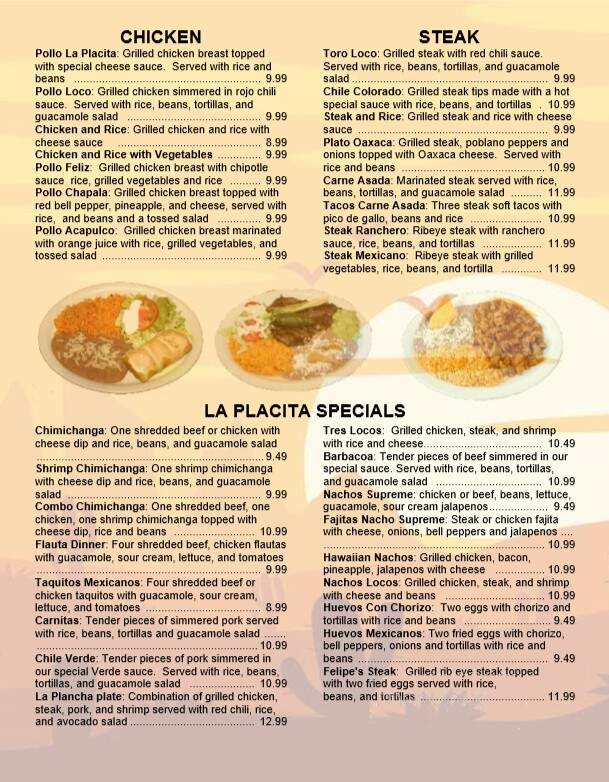 La Placita Mexican Restaurant - Madison, AL menu_pic