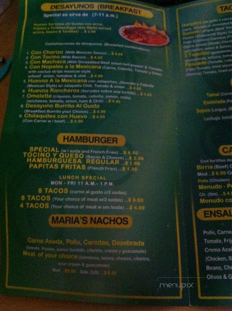 Maria's Tacos - Pomona, CA menu_pic