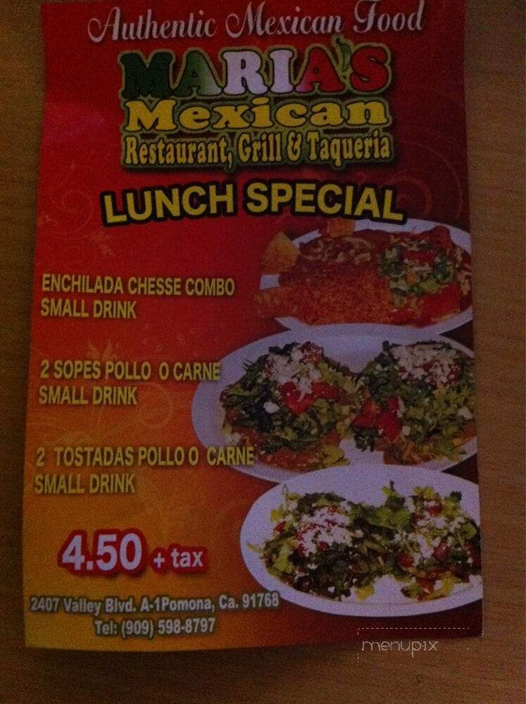 Maria's Tacos - Pomona, CA menu_pic