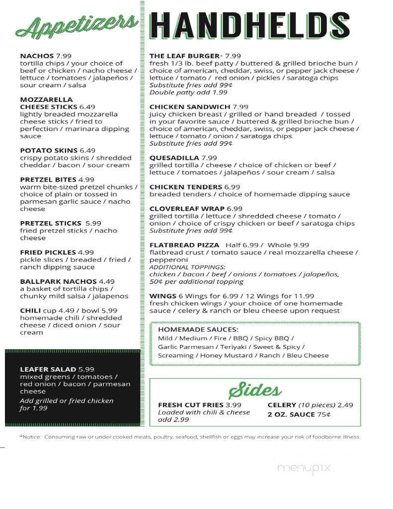 Cloverleaf Pub - Cincinnati, OH menu_pic