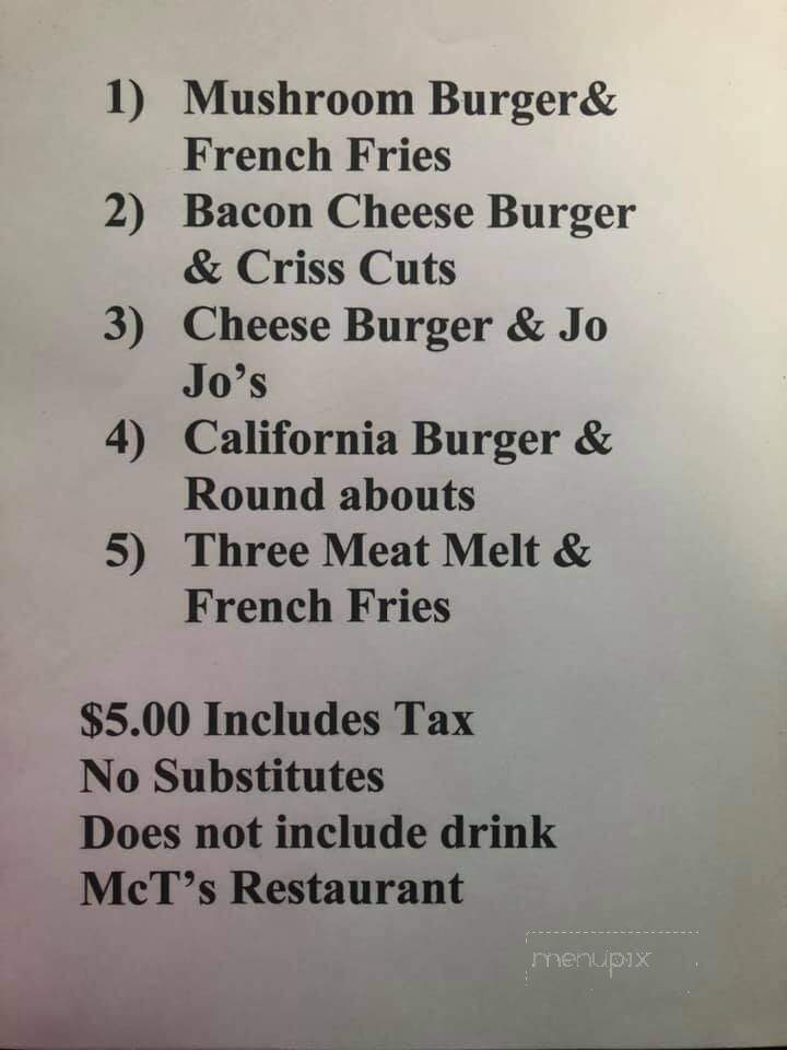 McT's Restaurant - Mondovi, WI menu_pic