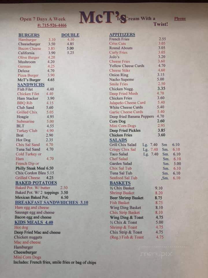 McT's Restaurant - Mondovi, WI menu_pic