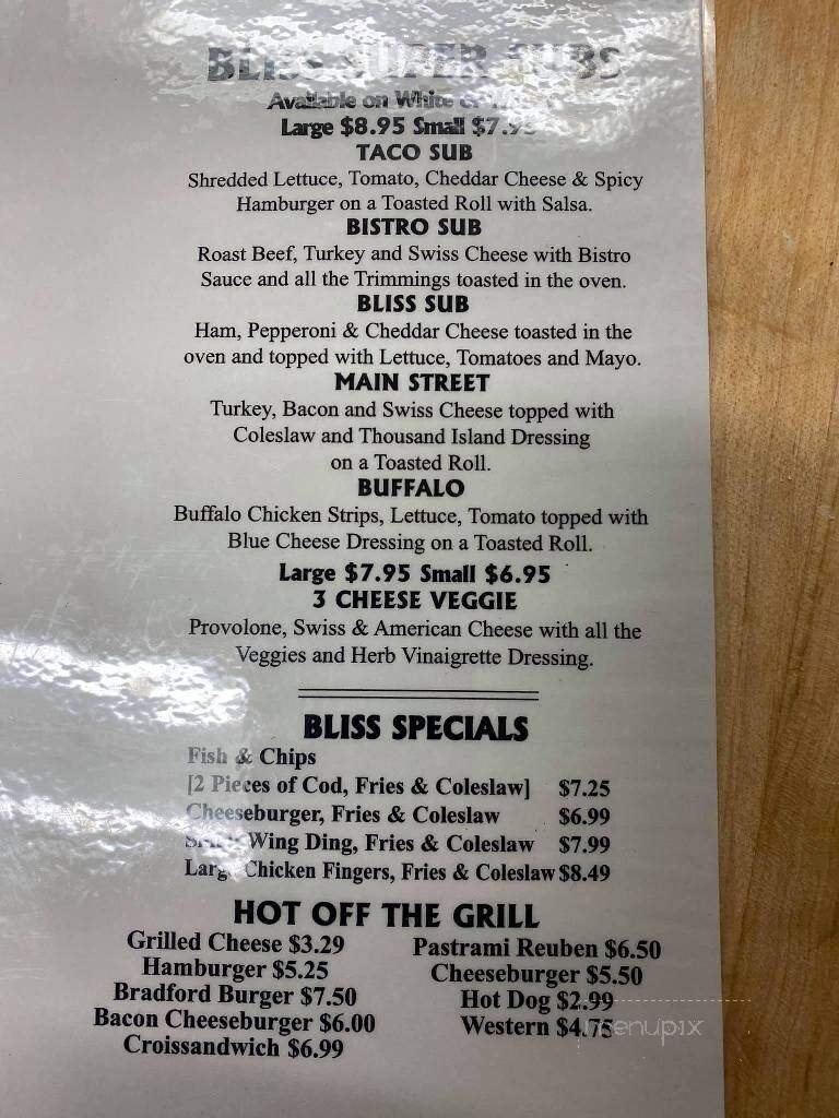 Bliss Village Store & Deli - Bradford, VT menu_pic