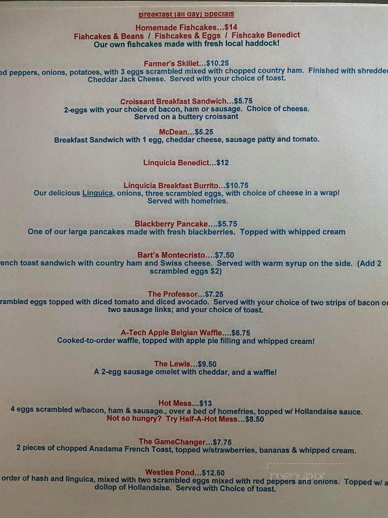Sherry's Corner Cafe - Gloucester, MA menu_pic