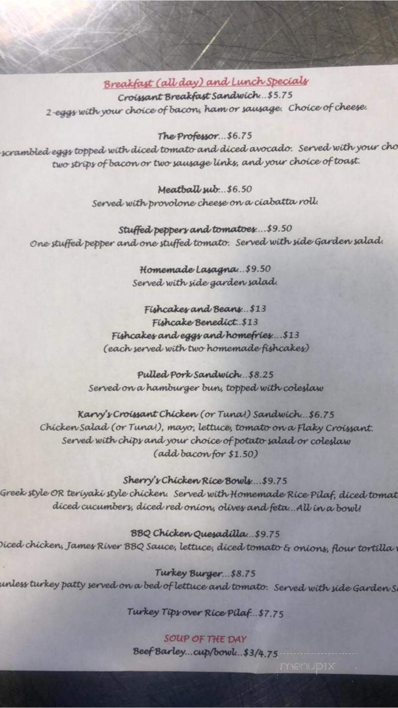 Sherry's Corner Cafe - Gloucester, MA menu_pic