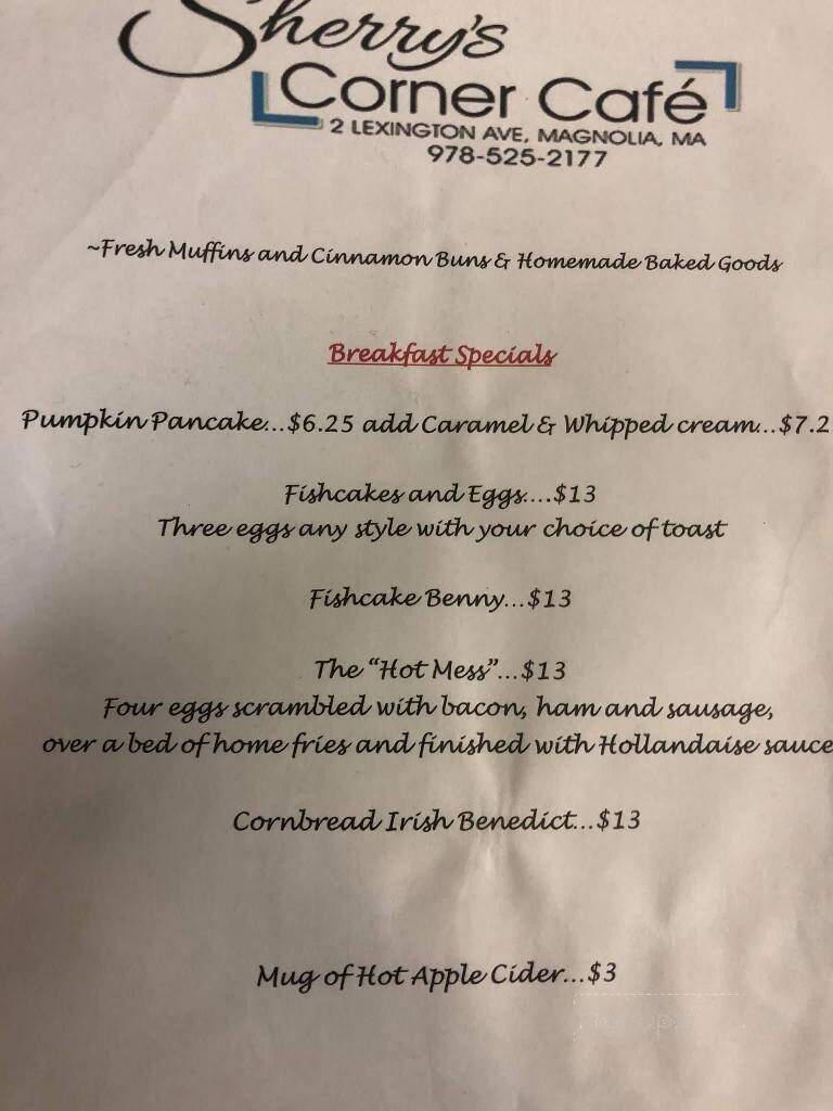 Sherry's Corner Cafe - Gloucester, MA menu_pic