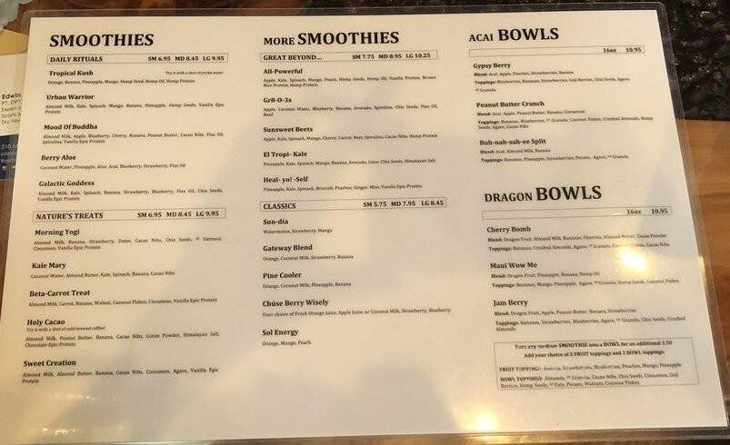 Herb N Juice - San Antonio, TX menu_pic