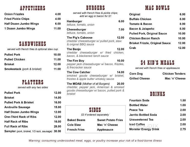 Smoke Stack BBQ - Strasburg, PA menu_pic