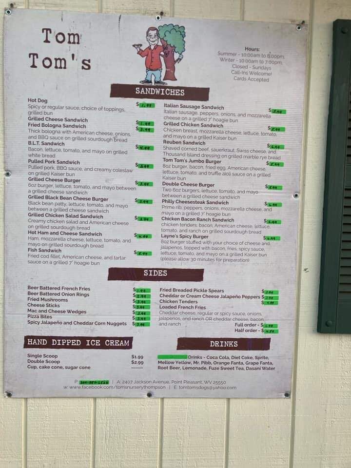 Tom Tom's - Point Pleasant, WV menu_pic