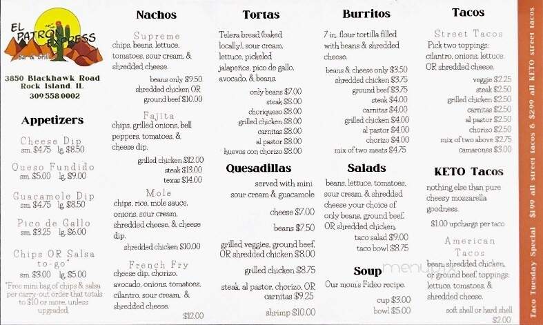 El Patron Express - Rock Island, IL menu_pic