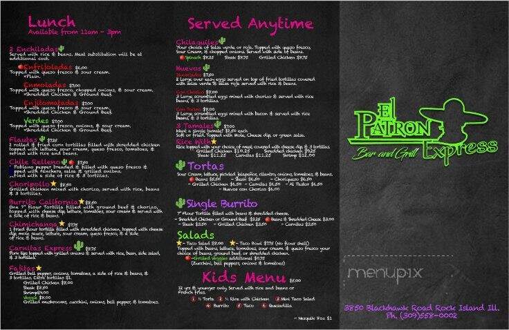 El Patron Express - Rock Island, IL menu_pic