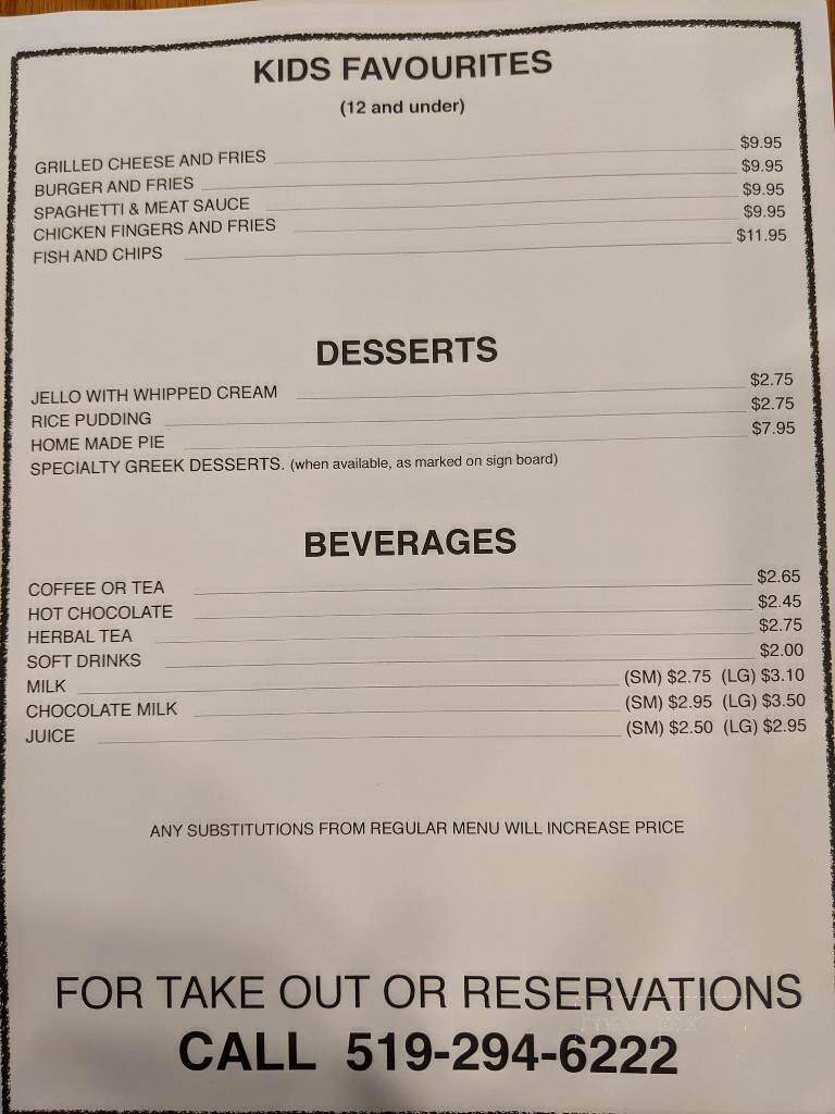 Nikos Restaurant and Bar - Parkhill, ON menu_pic