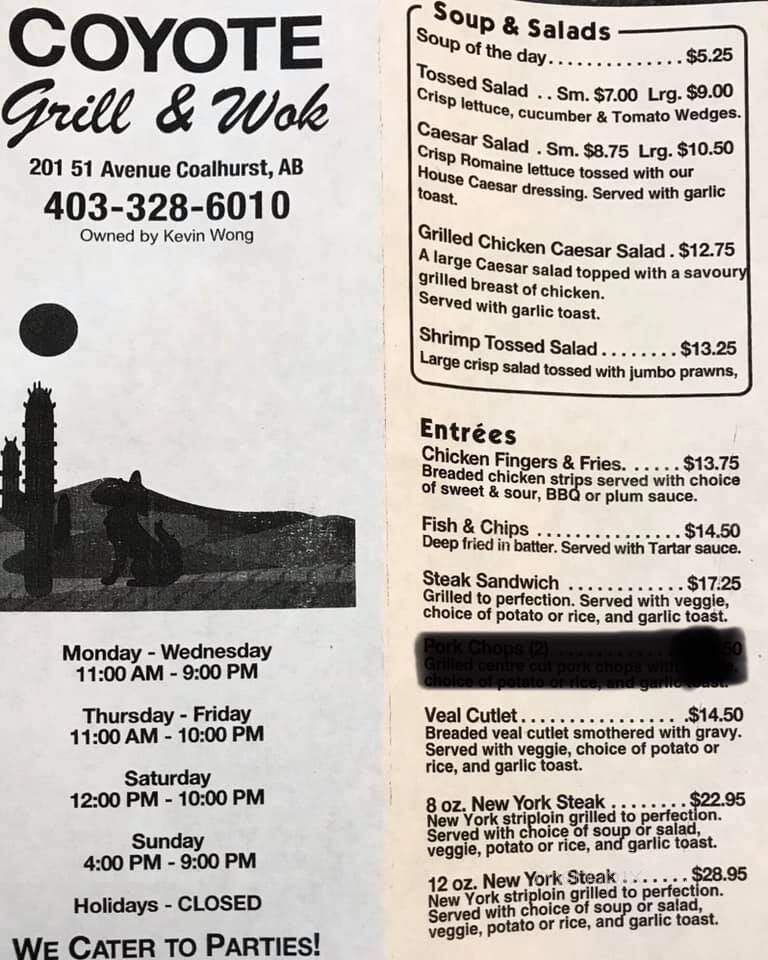 Coyotes Grill and Wok - Coalhurst, AB