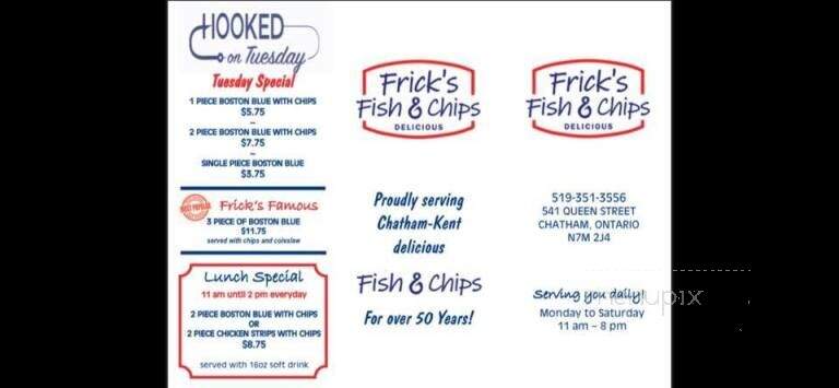 Frick's Fish and Chips - Chatham, ON menu_pic