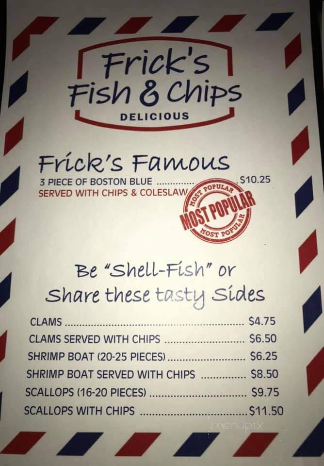 Frick's Fish and Chips - Chatham, ON menu_pic