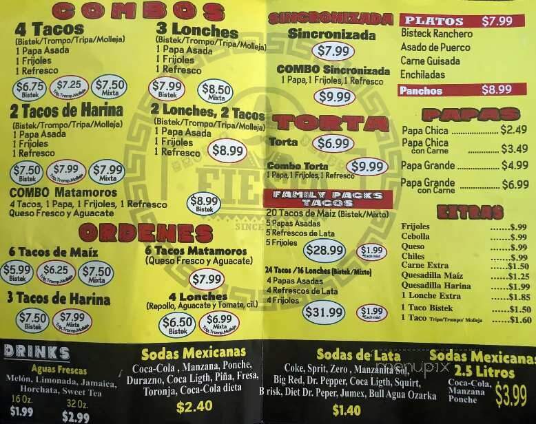 Taqueria Y Tortilleria Fiesta - Weslaco, TX menu_pic