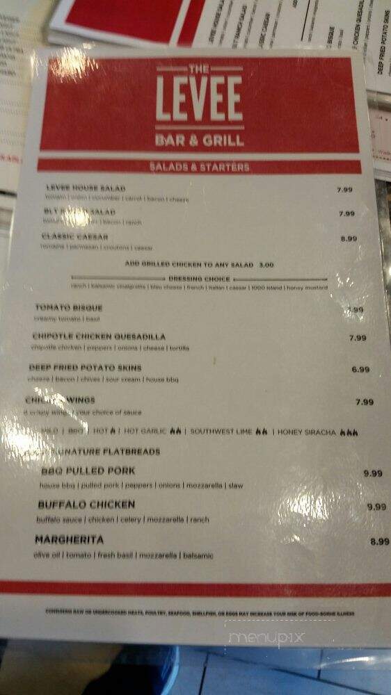 Levee Bar & Grill - Lawrenceburg, IN menu_pic